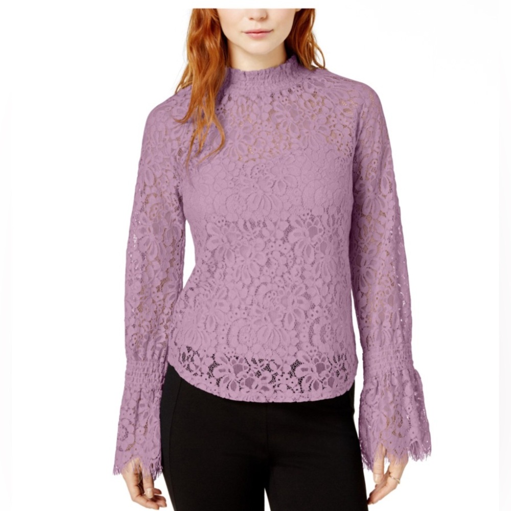 🌸NWT BAR III PURPLE LACE LONG SLEEVE BLOUSE SIZE MEDIUM🌸